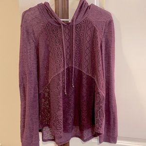 Women’s XL Plum MOSSIMO Lace Sweater Hoodie